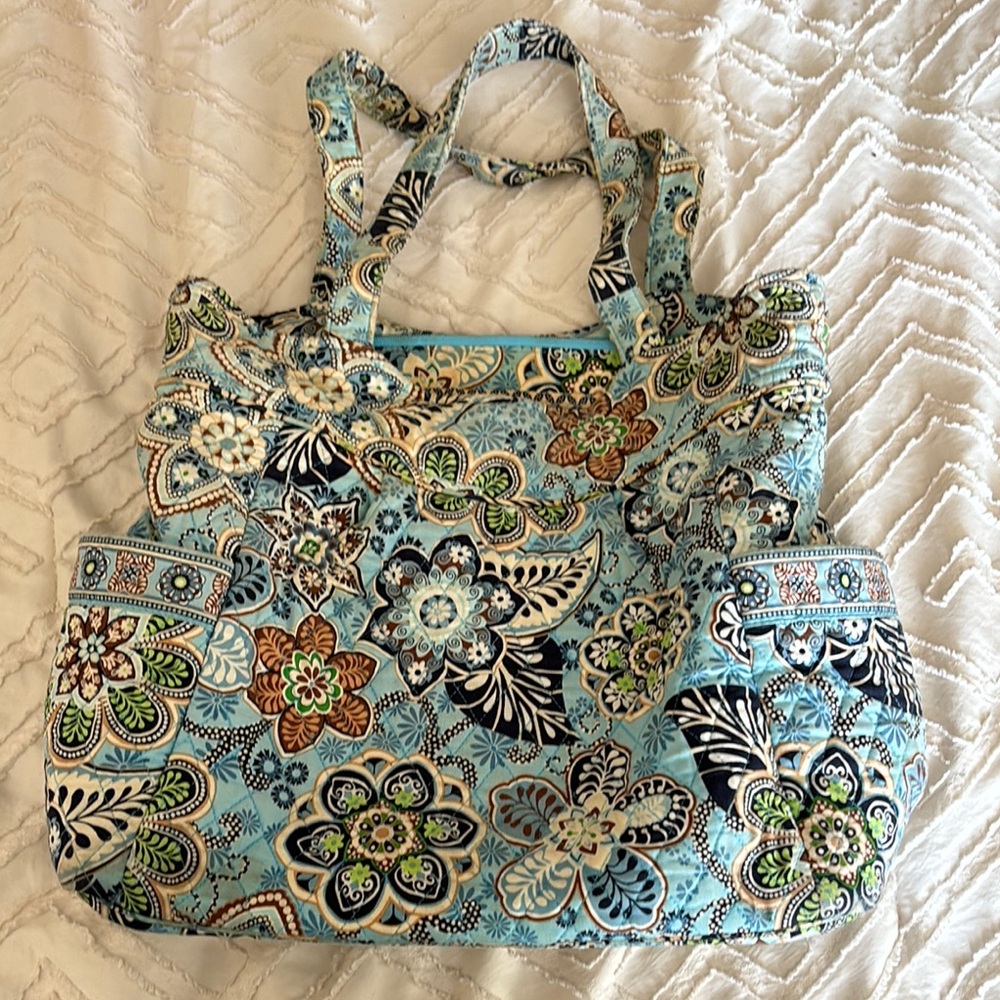 Vera Bradley Blue and Green Floral Tote Bag